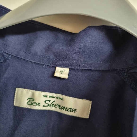90s Ben Sherman navy/striped Multicoloured Cotton shirt sz large - Picture 5 of 6